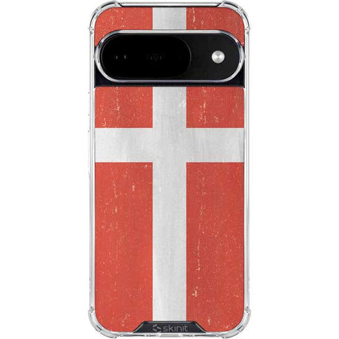 Denmark Flag Distressed Google Pixel 10 Clear Case